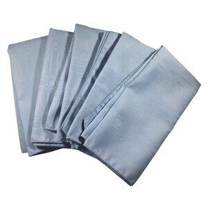 Set Of 6 Light Blue Jacquard Napkins Geometric Plaid table linen beach elegant